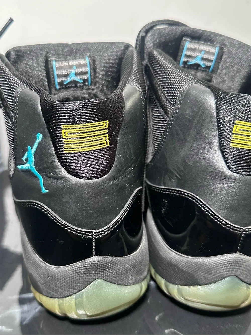 Jordan Kids Black with Green-Tinted Sole Retro Sneakers